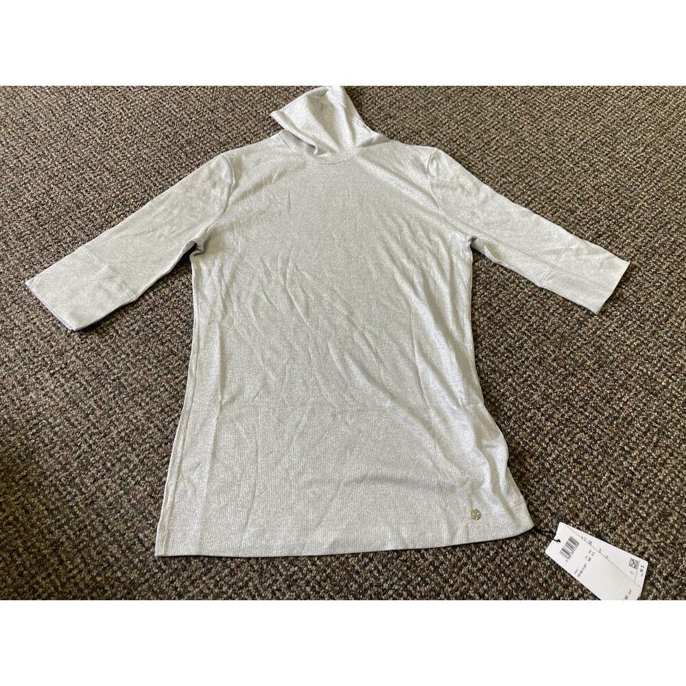 Marc Cain Turtleneck Silver Color Womens Size Medium Long-Sleeve New With Tags